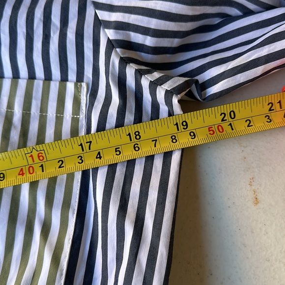 VERONICA BEARD | Striped Assymetrical Button Down Top - Picture 10 of 12